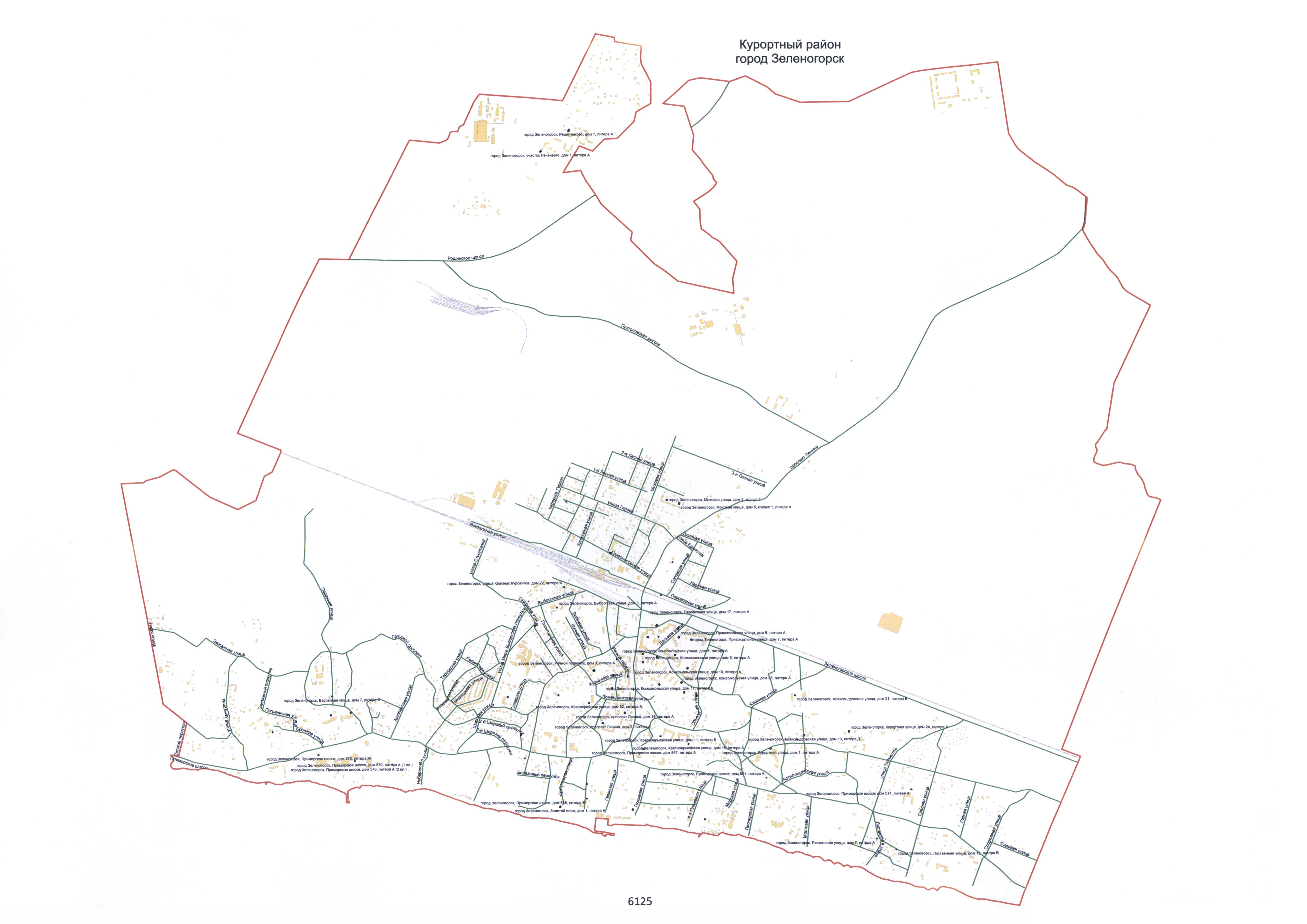 Карта зеленогорска красноярского края с улицами и номерами домов подробная