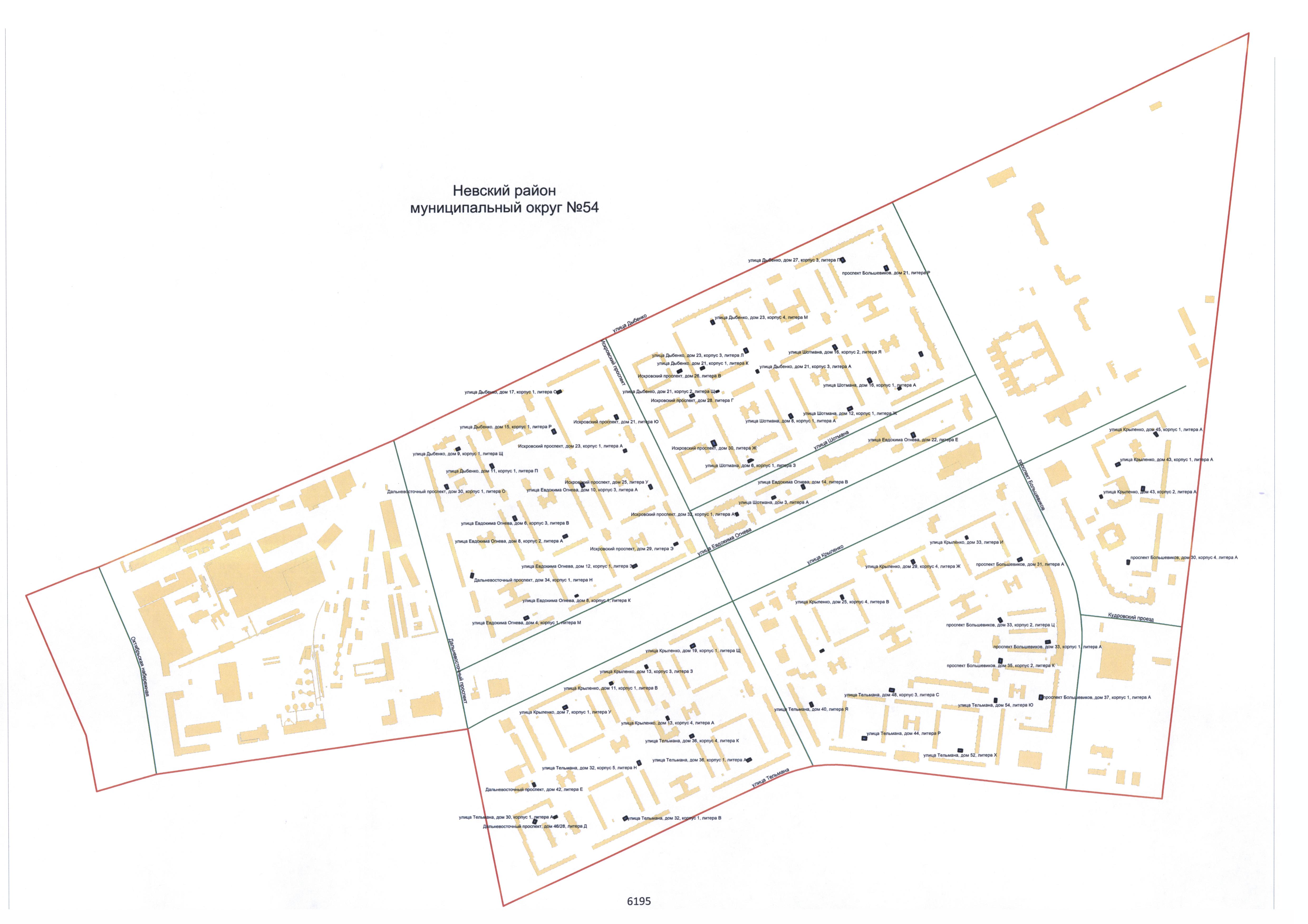 Округ 54 санкт петербург. Муниципальный округ 54 Невского района на карте. МО 54 Невского района границы.