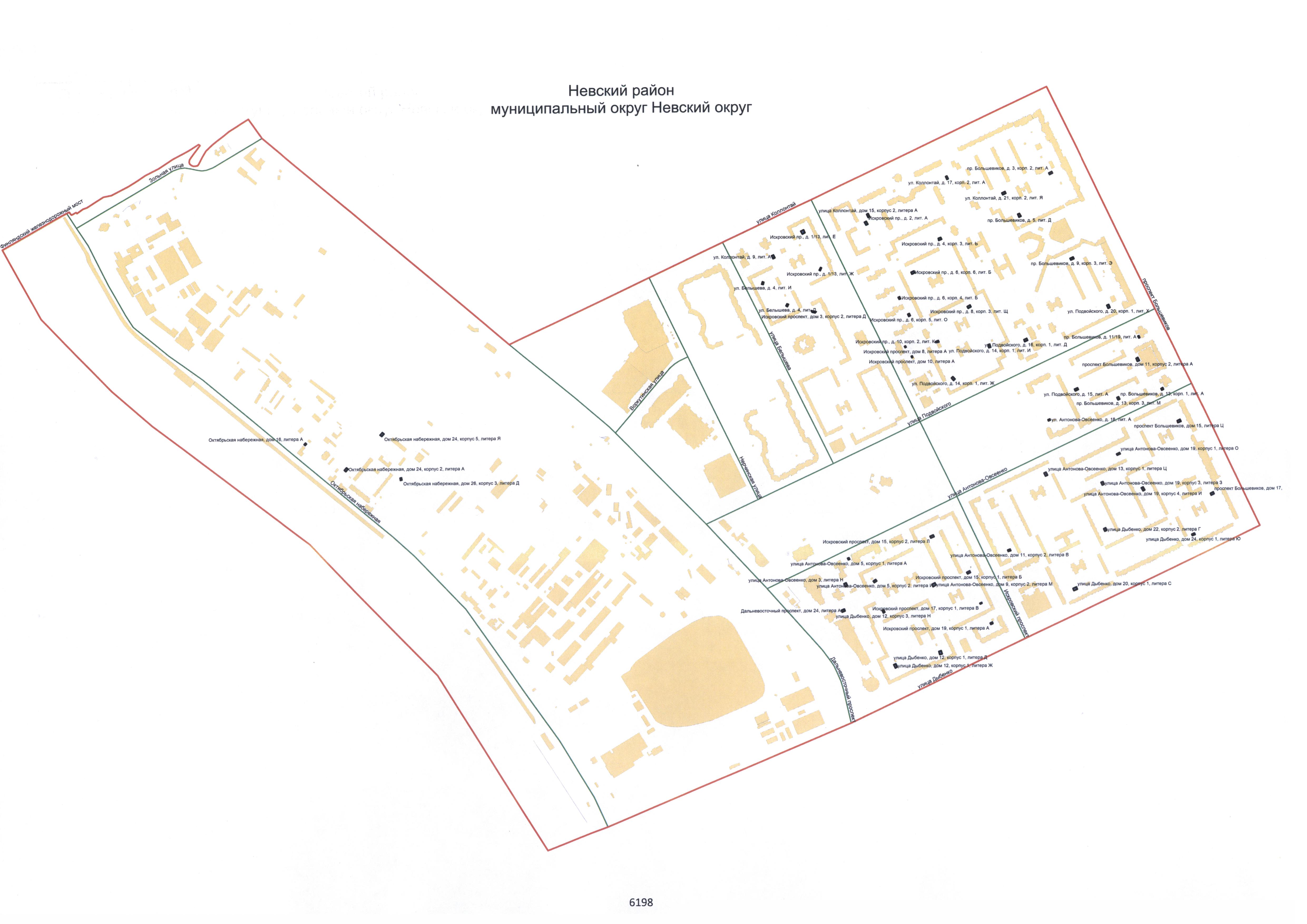 Карта невского района с улицами